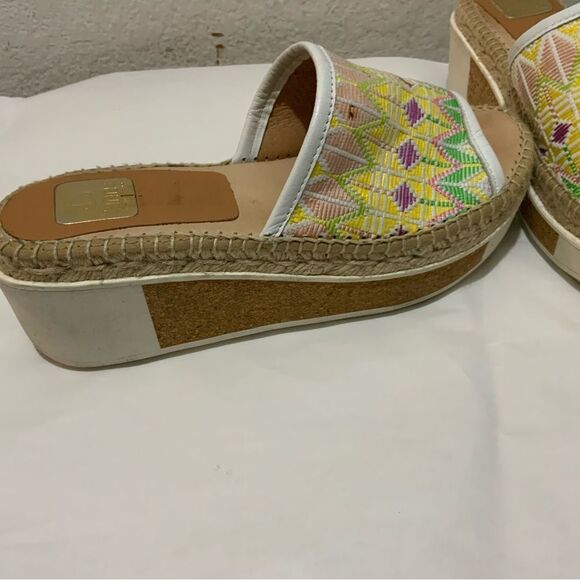 Kanna Multi-Color Slide Platform Wedge Espadrille Sandals Shoes Women's 39 / 9 - Picture 5 of 16